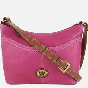 Pink and Brown Crossbody Bag with Adjustable Strap